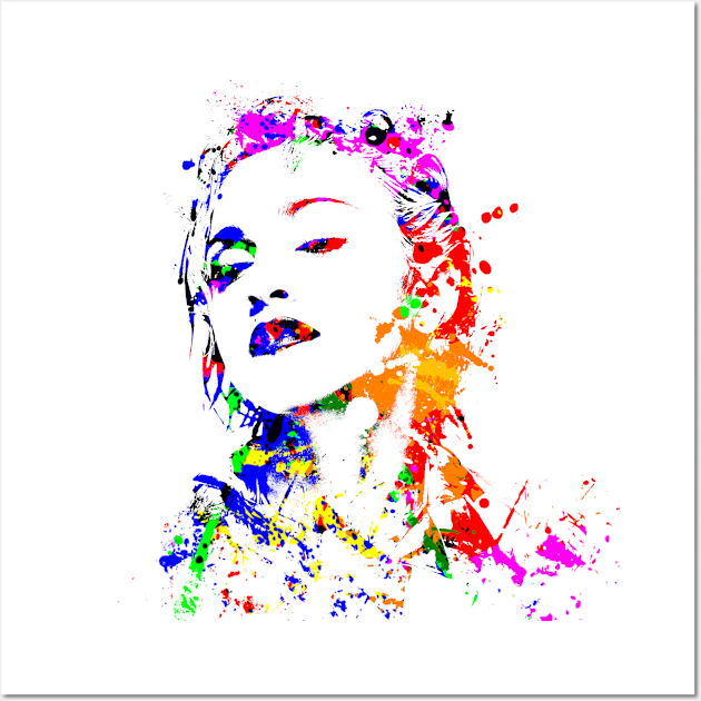 Madonna Portrait Watercolor Colorful Splatter Wall Art by SPJE Illustration Photography